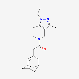 molecular formula C21H33N3O B4375777 2-(1-adamantyl)-N-[(1-ethyl-3,5-dimethyl-1H-pyrazol-4-yl)methyl]-N-methylacetamide 