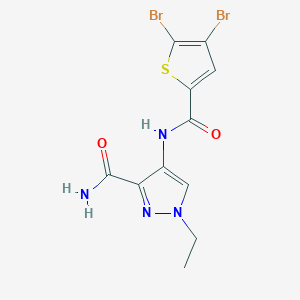 molecular formula C11H10Br2N4O2S B4375795 4-{[(4,5-dibromo-2-thienyl)carbonyl]amino}-1-ethyl-1H-pyrazole-3-carboxamide 