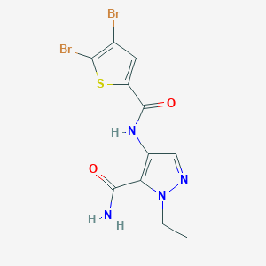 molecular formula C11H10Br2N4O2S B4375805 4-{[(4,5-dibromo-2-thienyl)carbonyl]amino}-1-ethyl-1H-pyrazole-5-carboxamide 