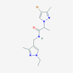 molecular formula C14H20BrN5O B4375818 2-(4-bromo-3-methyl-1H-pyrazol-1-yl)-N-[(1-ethyl-3-methyl-1H-pyrazol-4-yl)methyl]propanamide 