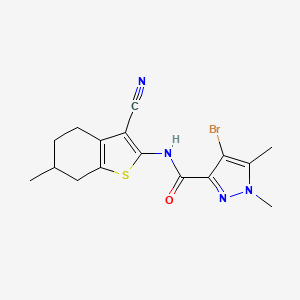 molecular formula C16H17BrN4OS B4375833 4-bromo-N-(3-cyano-6-methyl-4,5,6,7-tetrahydro-1-benzothiophen-2-yl)-1,5-dimethyl-1H-pyrazole-3-carboxamide 