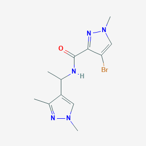 molecular formula C12H16BrN5O B4375835 4-bromo-N-[1-(1,3-dimethyl-1H-pyrazol-4-yl)ethyl]-1-methyl-1H-pyrazole-3-carboxamide 