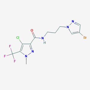 molecular formula C12H12BrClF3N5O B4375850 N-[3-(4-bromo-1H-pyrazol-1-yl)propyl]-4-chloro-1-methyl-5-(trifluoromethyl)-1H-pyrazole-3-carboxamide 