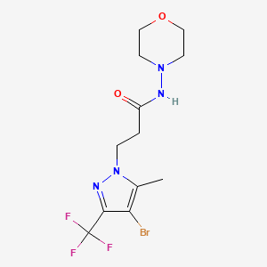 molecular formula C12H16BrF3N4O2 B4375947 3-[4-BROMO-5-METHYL-3-(TRIFLUOROMETHYL)-1H-PYRAZOL-1-YL]-N-MORPHOLINOPROPANAMIDE 