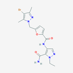 molecular formula C17H19BrN6O3 B4375962 4-[({5-[(4-BROMO-3,5-DIMETHYL-1H-PYRAZOL-1-YL)METHYL]-2-FURYL}CARBONYL)AMINO]-1-ETHYL-1H-PYRAZOLE-5-CARBOXAMIDE 