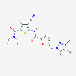 molecular formula C22H24BrN5O3S B4375978 5-[(4-bromo-3,5-dimethyl-1H-pyrazol-1-yl)methyl]-N-{3-cyano-5-[(diethylamino)carbonyl]-4-methyl-2-thienyl}-2-furamide 