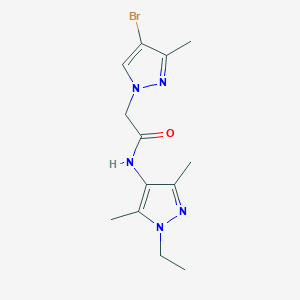 molecular formula C13H18BrN5O B4375984 2-(4-bromo-3-methyl-1H-pyrazol-1-yl)-N-(1-ethyl-3,5-dimethyl-1H-pyrazol-4-yl)acetamide 