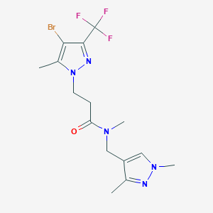 molecular formula C15H19BrF3N5O B4376066 3-[4-bromo-5-methyl-3-(trifluoromethyl)-1H-pyrazol-1-yl]-N-[(1,3-dimethyl-1H-pyrazol-4-yl)methyl]-N-methylpropanamide 