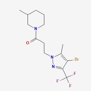 molecular formula C14H19BrF3N3O B4376067 3-[4-BROMO-5-METHYL-3-(TRIFLUOROMETHYL)-1H-PYRAZOL-1-YL]-1-(3-METHYLPIPERIDINO)-1-PROPANONE 