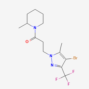 molecular formula C14H19BrF3N3O B4376068 3-[4-BROMO-5-METHYL-3-(TRIFLUOROMETHYL)-1H-PYRAZOL-1-YL]-1-(2-METHYLPIPERIDINO)-1-PROPANONE 