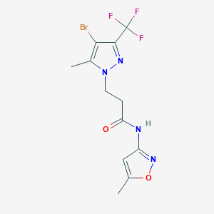 molecular formula C12H12BrF3N4O2 B4376069 3-[4-bromo-5-methyl-3-(trifluoromethyl)-1H-pyrazol-1-yl]-N-(5-methyl-3-isoxazolyl)propanamide 