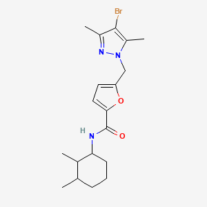 molecular formula C19H26BrN3O2 B4376161 5-[(4-BROMO-3,5-DIMETHYL-1H-PYRAZOL-1-YL)METHYL]-N~2~-(2,3-DIMETHYLCYCLOHEXYL)-2-FURAMIDE 