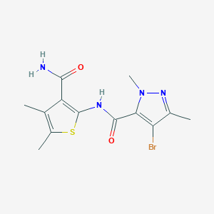 molecular formula C13H15BrN4O2S B4376167 N-[3-(aminocarbonyl)-4,5-dimethyl-2-thienyl]-4-bromo-1,3-dimethyl-1H-pyrazole-5-carboxamide 