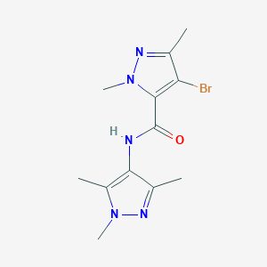 molecular formula C12H16BrN5O B4376177 4-bromo-1,3-dimethyl-N-(1,3,5-trimethyl-1H-pyrazol-4-yl)-1H-pyrazole-5-carboxamide 