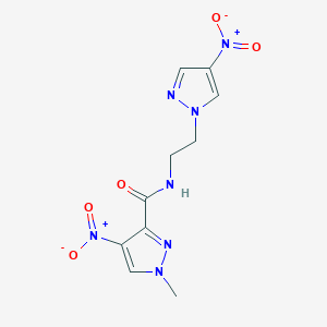 molecular formula C10H11N7O5 B4376189 1-methyl-4-nitro-N-[2-(4-nitro-1H-pyrazol-1-yl)ethyl]-1H-pyrazole-3-carboxamide 