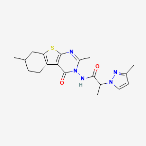 N-(2,7-dimethyl-4-oxo-5,6,7,8-tetrahydro[1]benzothieno[2,3-d]pyrimidin-3(4H)-yl)-2-(3-methyl-1H-pyrazol-1-yl)propanamide