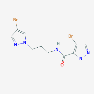 molecular formula C11H13Br2N5O B4376244 4-bromo-N-[3-(4-bromo-1H-pyrazol-1-yl)propyl]-1-methyl-1H-pyrazole-5-carboxamide 