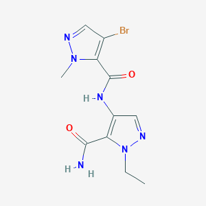 molecular formula C11H13BrN6O2 B4376245 4-{[(4-BROMO-1-METHYL-1H-PYRAZOL-5-YL)CARBONYL]AMINO}-1-ETHYL-1H-PYRAZOLE-5-CARBOXAMIDE 