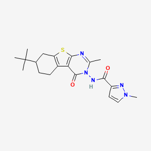 molecular formula C20H25N5O2S B4376261 N-[7-(TERT-BUTYL)-2-METHYL-4-OXO-5,6,7,8-TETRAHYDRO[1]BENZOTHIENO[2,3-D]PYRIMIDIN-3(4H)-YL]-1-METHYL-1H-PYRAZOLE-3-CARBOXAMIDE 