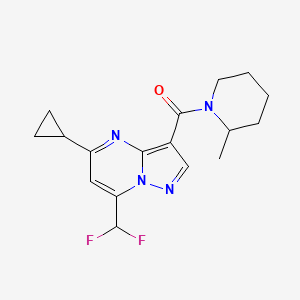 molecular formula C17H20F2N4O B4376267 [5-CYCLOPROPYL-7-(DIFLUOROMETHYL)PYRAZOLO[1,5-A]PYRIMIDIN-3-YL](2-METHYLPIPERIDINO)METHANONE 