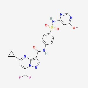 molecular formula C22H19F2N7O4S B4376292 5-cyclopropyl-7-(difluoromethyl)-N-(4-{[(6-methoxy-4-pyrimidinyl)amino]sulfonyl}phenyl)pyrazolo[1,5-a]pyrimidine-3-carboxamide 