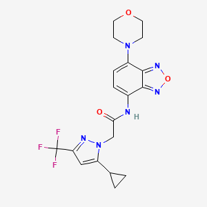 molecular formula C19H19F3N6O3 B4376312 2-[5-CYCLOPROPYL-3-(TRIFLUOROMETHYL)-1H-PYRAZOL-1-YL]-N-(7-MORPHOLINO-2,1,3-BENZOXADIAZOL-4-YL)ACETAMIDE 