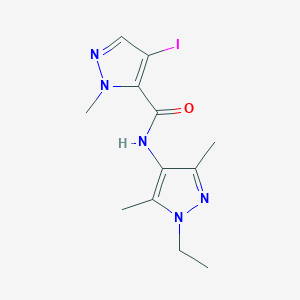 molecular formula C12H16IN5O B4376367 N-(1-ethyl-3,5-dimethyl-1H-pyrazol-4-yl)-4-iodo-1-methyl-1H-pyrazole-5-carboxamide 