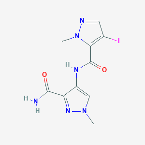 molecular formula C10H11IN6O2 B4376375 4-{[(4-iodo-1-methyl-1H-pyrazol-5-yl)carbonyl]amino}-1-methyl-1H-pyrazole-3-carboxamide 