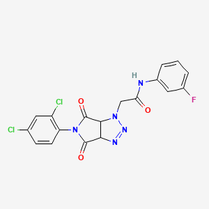 molecular formula C18H12Cl2FN5O3 B4376409 2-[5-(2,4-DICHLOROPHENYL)-4,6-DIOXO-4,5,6,6A-TETRAHYDROPYRROLO[3,4-D][1,2,3]TRIAZOL-1(3AH)-YL]-N~1~-(3-FLUOROPHENYL)ACETAMIDE 