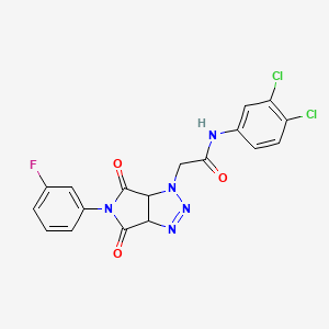 molecular formula C18H12Cl2FN5O3 B4376411 N~1~-(3,4-DICHLOROPHENYL)-2-[5-(3-FLUOROPHENYL)-4,6-DIOXO-4,5,6,6A-TETRAHYDROPYRROLO[3,4-D][1,2,3]TRIAZOL-1(3AH)-YL]ACETAMIDE 