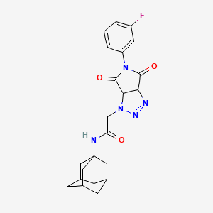 molecular formula C22H24FN5O3 B4376415 2-[5-(3-fluorophenyl)-4,6-dioxo-4,5,6,6a-tetrahydropyrrolo[3,4-d][1,2,3]triazol-1(3aH)-yl]-N-(tricyclo[3.3.1.1~3,7~]dec-1-yl)acetamide 