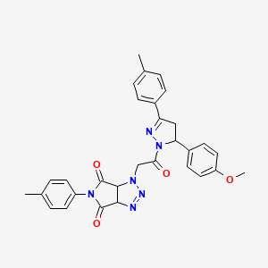 1-{2-[5-(4-methoxyphenyl)-3-(4-methylphenyl)-4,5-dihydro-1H-pyrazol-1-yl]-2-oxoethyl}-5-(4-methylphenyl)-3a,6a-dihydropyrrolo[3,4-d][1,2,3]triazole-4,6(1H,5H)-dione