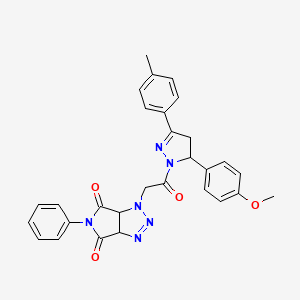 molecular formula C29H26N6O4 B4376451 1-{2-[5-(4-methoxyphenyl)-3-(4-methylphenyl)-4,5-dihydro-1H-pyrazol-1-yl]-2-oxoethyl}-5-phenyl-3a,6a-dihydropyrrolo[3,4-d][1,2,3]triazole-4,6(1H,5H)-dione 