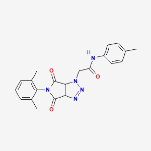 molecular formula C21H21N5O3 B4376460 2-[5-(2,6-dimethylphenyl)-4,6-dioxo-4,5,6,6a-tetrahydropyrrolo[3,4-d][1,2,3]triazol-1(3aH)-yl]-N-(4-methylphenyl)acetamide 