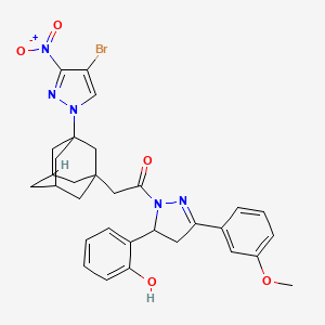 2-[1-{[3-(4-bromo-3-nitro-1H-pyrazol-1-yl)-1-adamantyl]acetyl}-3-(3-methoxyphenyl)-4,5-dihydro-1H-pyrazol-5-yl]phenol