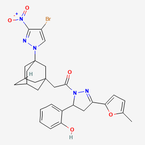 molecular formula C29H30BrN5O5 B4376475 2-[3-(4-BROMO-3-NITRO-1H-PYRAZOL-1-YL)-1-ADAMANTYL]-1-[5-(2-HYDROXYPHENYL)-3-(5-METHYL-2-FURYL)-4,5-DIHYDRO-1H-PYRAZOL-1-YL]-1-ETHANONE 