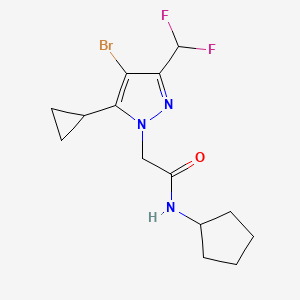 molecular formula C14H18BrF2N3O B4376514 2-[4-bromo-5-cyclopropyl-3-(difluoromethyl)-1H-pyrazol-1-yl]-N-cyclopentylacetamide 