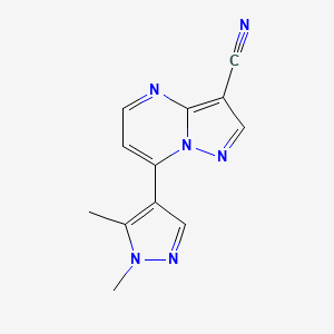 molecular formula C12H10N6 B4376530 7-(1,5-DIMETHYL-1H-PYRAZOL-4-YL)PYRAZOLO[1,5-A]PYRIMIDIN-3-YL CYANIDE 