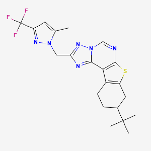 molecular formula C21H23F3N6S B4376553 9-(TERT-BUTYL)-2-{[5-METHYL-3-(TRIFLUOROMETHYL)-1H-PYRAZOL-1-YL]METHYL}-8,9,10,11-TETRAHYDRO[1]BENZOTHIENO[3,2-E][1,2,4]TRIAZOLO[1,5-C]PYRIMIDINE 