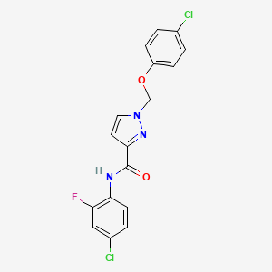 molecular formula C17H12Cl2FN3O2 B4376594 N~3~-(4-CHLORO-2-FLUOROPHENYL)-1-[(4-CHLOROPHENOXY)METHYL]-1H-PYRAZOLE-3-CARBOXAMIDE 