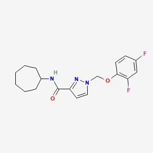 molecular formula C18H21F2N3O2 B4376637 N-cycloheptyl-1-[(2,4-difluorophenoxy)methyl]-1H-pyrazole-3-carboxamide 