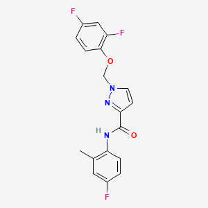 molecular formula C18H14F3N3O2 B4376652 1-[(2,4-DIFLUOROPHENOXY)METHYL]-N~3~-(4-FLUORO-2-METHYLPHENYL)-1H-PYRAZOLE-3-CARBOXAMIDE 