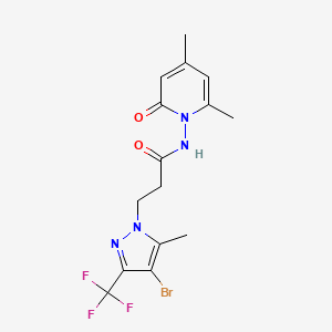 molecular formula C15H16BrF3N4O2 B4376669 3-[4-BROMO-5-METHYL-3-(TRIFLUOROMETHYL)-1H-PYRAZOL-1-YL]-N-[2,4-DIMETHYL-6-OXO-1(6H)-PYRIDINYL]PROPANAMIDE 