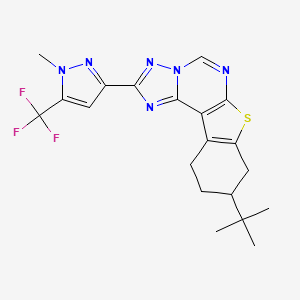 molecular formula C20H21F3N6S B4376678 9-(TERT-BUTYL)-2-[1-METHYL-5-(TRIFLUOROMETHYL)-1H-PYRAZOL-3-YL]-8,9,10,11-TETRAHYDRO[1]BENZOTHIENO[3,2-E][1,2,4]TRIAZOLO[1,5-C]PYRIMIDINE 