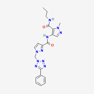 molecular formula C20H22N10O2 B4376693 1-METHYL-4-[({1-[(5-PHENYL-2H-1,2,3,4-TETRAAZOL-2-YL)METHYL]-1H-PYRAZOL-3-YL}CARBONYL)AMINO]-N~5~-PROPYL-1H-PYRAZOLE-5-CARBOXAMIDE 