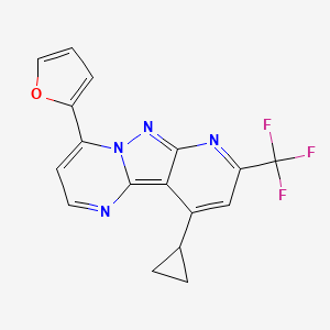 molecular formula C17H11F3N4O B4376716 13-cyclopropyl-6-(furan-2-yl)-11-(trifluoromethyl)-3,7,8,10-tetrazatricyclo[7.4.0.02,7]trideca-1,3,5,8,10,12-hexaene 