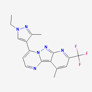 6-(1-ethyl-3-methylpyrazol-4-yl)-13-methyl-11-(trifluoromethyl)-3,7,8,10-tetrazatricyclo[7.4.0.02,7]trideca-1,3,5,8,10,12-hexaene