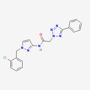 molecular formula C19H16ClN7O B4376757 N-[1-(2-CHLOROBENZYL)-1H-PYRAZOL-3-YL]-2-(5-PHENYL-2H-1,2,3,4-TETRAAZOL-2-YL)ACETAMIDE 