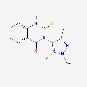 molecular formula C15H16N4OS B4376855 3-(1-ETHYL-3,5-DIMETHYL-1H-PYRAZOL-4-YL)-2-SULFANYL-4(3H)-QUINAZOLINONE 