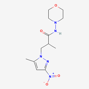 molecular formula C12H19N5O4 B4376863 2-METHYL-3-(5-METHYL-3-NITRO-1H-PYRAZOL-1-YL)-N-MORPHOLINOPROPANAMIDE 